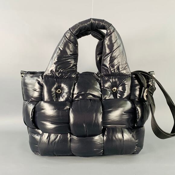 ROBERTA GANDOLFI Medium Black Puffy Quilted Nylon Woven Tote Handbag - Picture 1 of 8